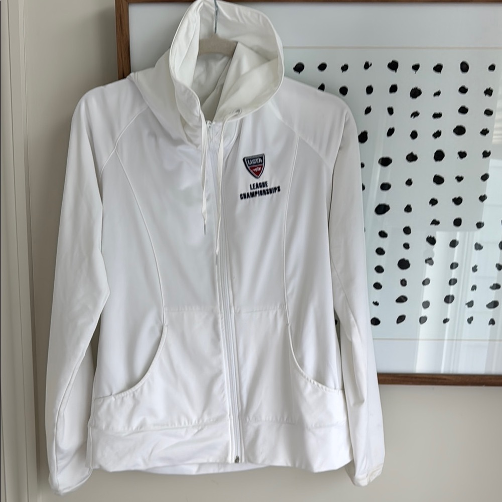 White USTA Women's Zip Up Sweatshirt